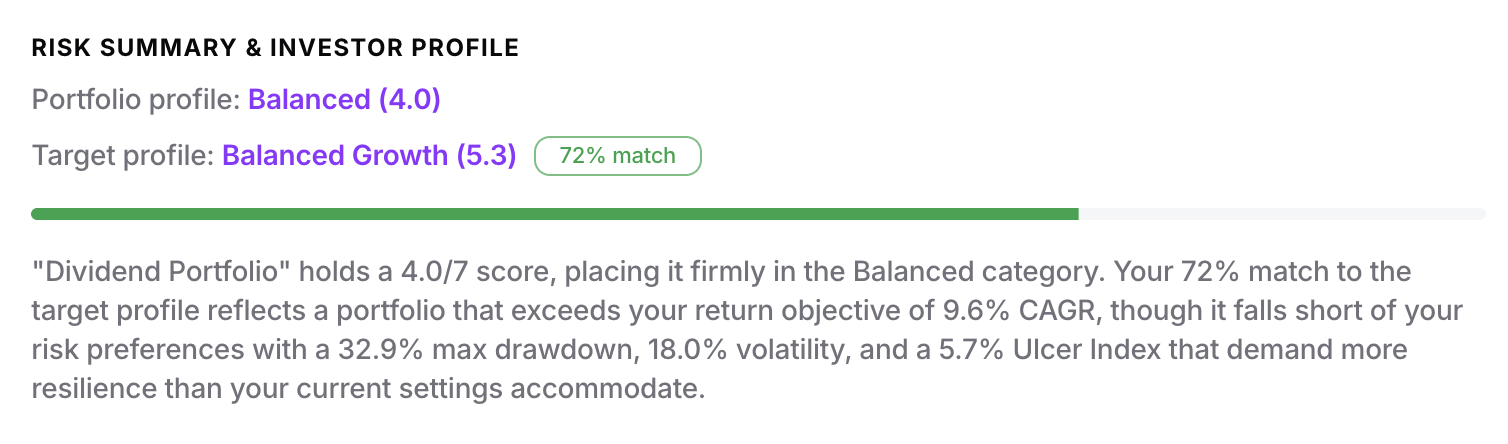 Investor Profile screenshot