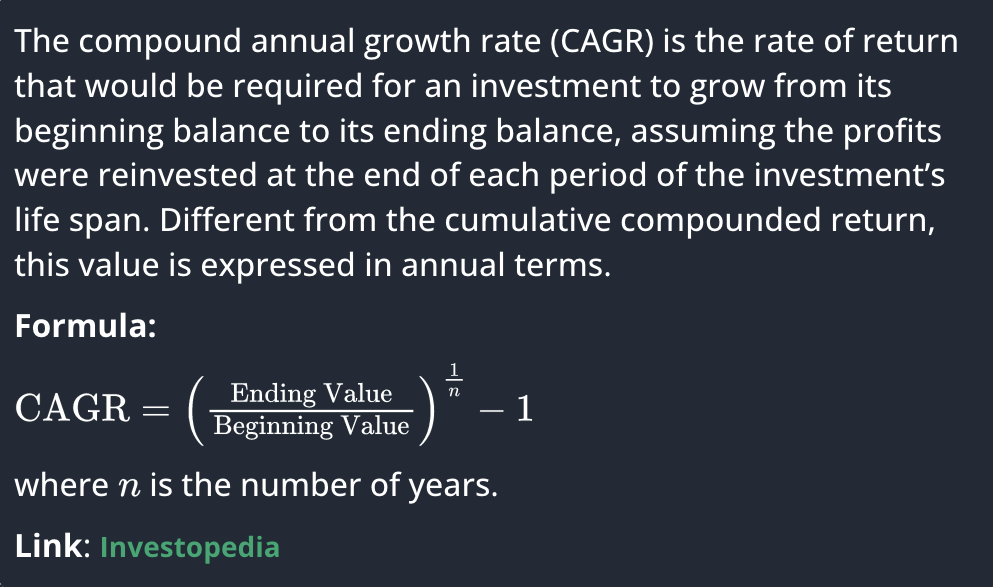 Example popup with metric description.